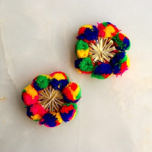 Boho Multicolor Pompom Charm, handgemachter bunter Quaste Patch