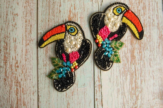 Beaded Patch Embroidery Patches For Clothes DIY Rainbow Colors