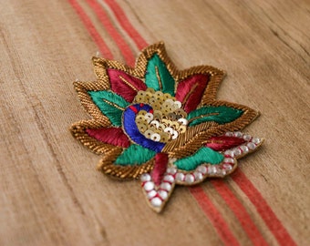 Colourful peacock embroidered patch,Handmade peacock applique,Indian bird patch,Sew on Applique,DIY Patch