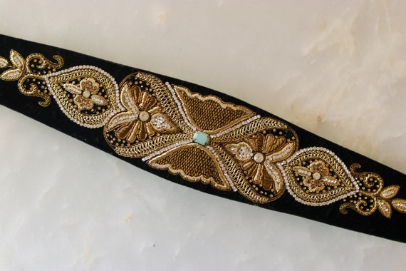 Black Velvet Embroidered Saree Belt,boho Hippie Belt,black Gold Saree Belt,hip  Belt,waist Belt,boho Obi Belt,designer Saree Belt, -  Hong Kong