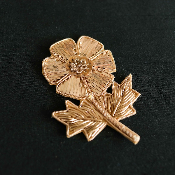 Gold Gota Floral Embroidered patch,Handmade gold foil applique, Rose Gold Daisy patch,DIY Patch