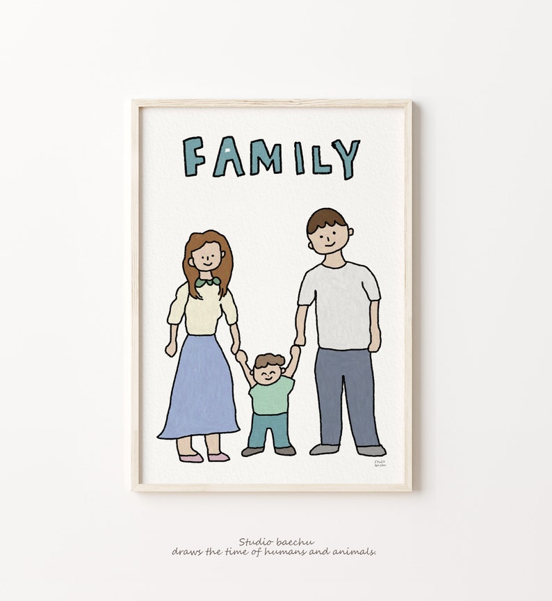 Family Wall Art Print Family Illustration Family Wall Decor Etsy