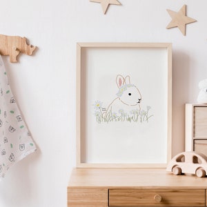 Bunny Line Print, Bunny Rabbit Print, Line Drawing, Easter Bunny Baby Animal Print, Nursery Animal Prints, Digital Download image 2
