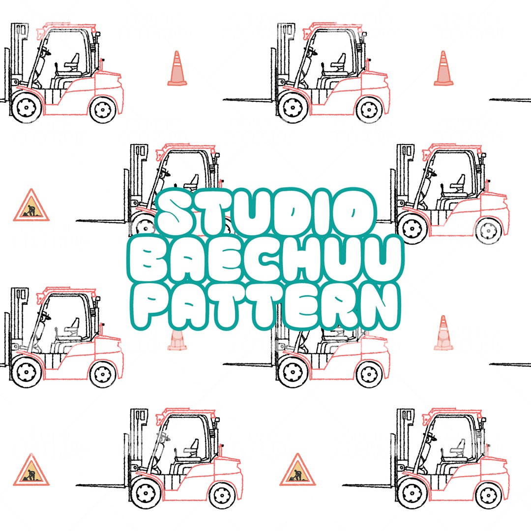 Forklift Pattern, Crane Forklift Digital Paper, Construction Trucks