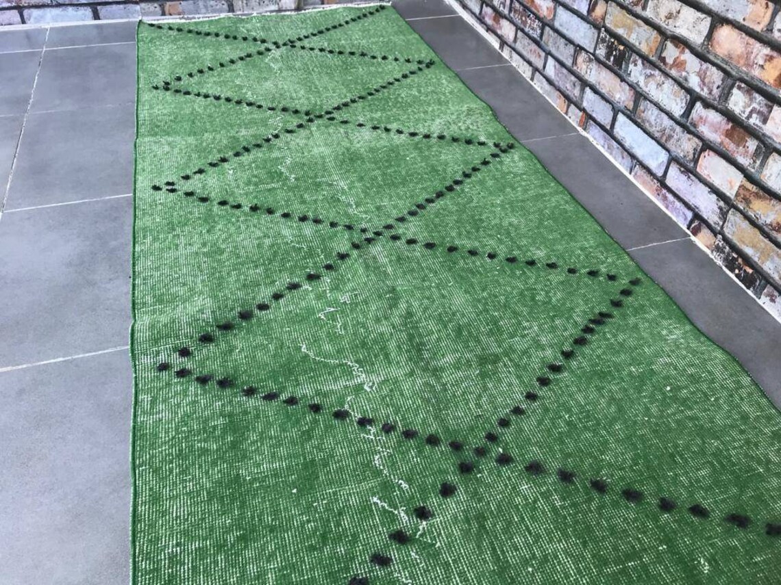 Green runner rug10'0x2'8feetaztec runner Etsy