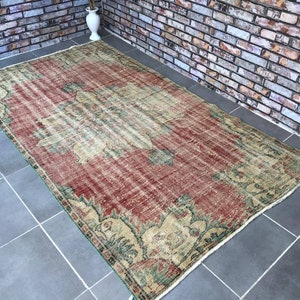 Red area rug,8&#39;2x4&#39;6feet,area rug,orange rug,living room rug,aztec area rug,moroccan area rug,traditional rug,floor rug,area rug red,red rug