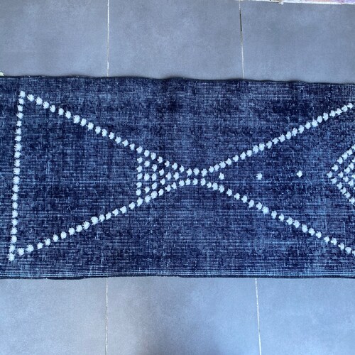 Small runner rug,4'3x2’1feet,aztec blue rug,moroccan runner shops rug,aztec rug,bohemian eclectic rug,vintage rug,blue door mat