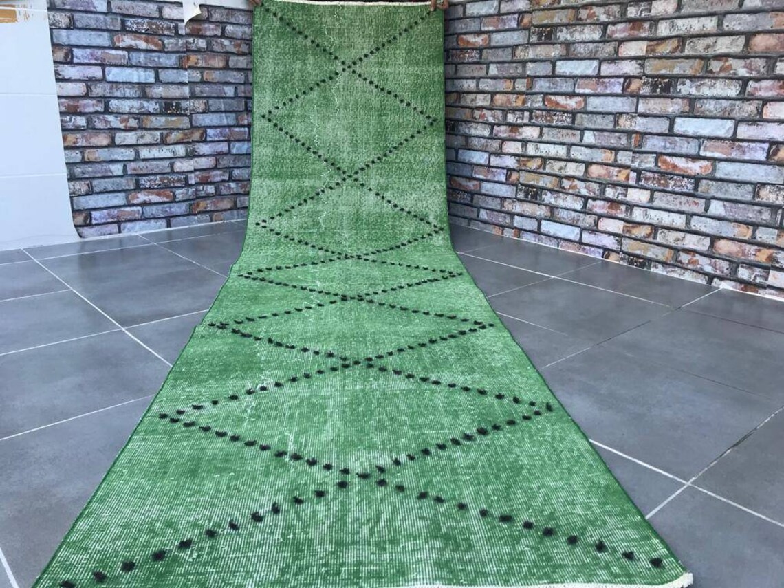 Green runner rug10'0x2'8feetaztec runner Etsy