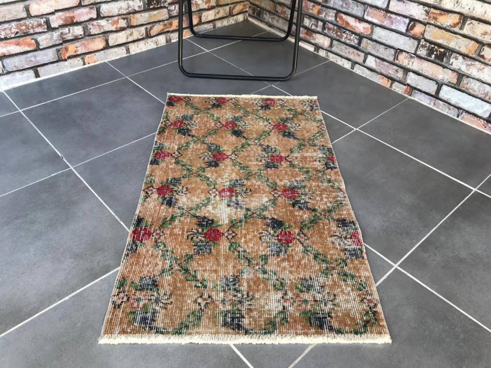 Small Runner Rug 3'4x2'0feetaztec Beige Rugmoroccan Etsy