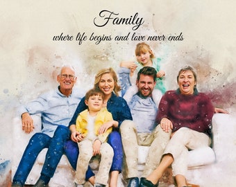 Custom Watercolor Portrait from Photo Personalized Portrait Family Portrait Personalized Painting Custom Watercolor Family Portrait Painting
