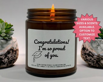 Graduation Candle, Scented Soy Candle, Congrats Candle, Phd graduation gift, Graduate Gift, rn graduation gift, Nurse Graduation, Grad Gift