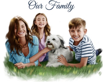 Personalized Portrait, Custom Portrait, Family Portrait, Couple Portrait, Custom Family Portrait, Custom Portrait From Photo, Christmas Gift