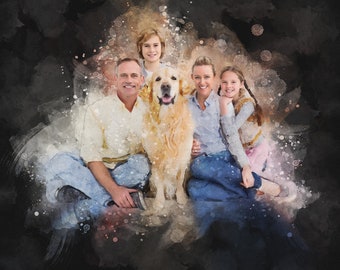 Custom Watercolor Portrait from Photo, Personalized Portrait, Digital Portrait, Personalized Painting, Custom Watercolor, Family Portrait
