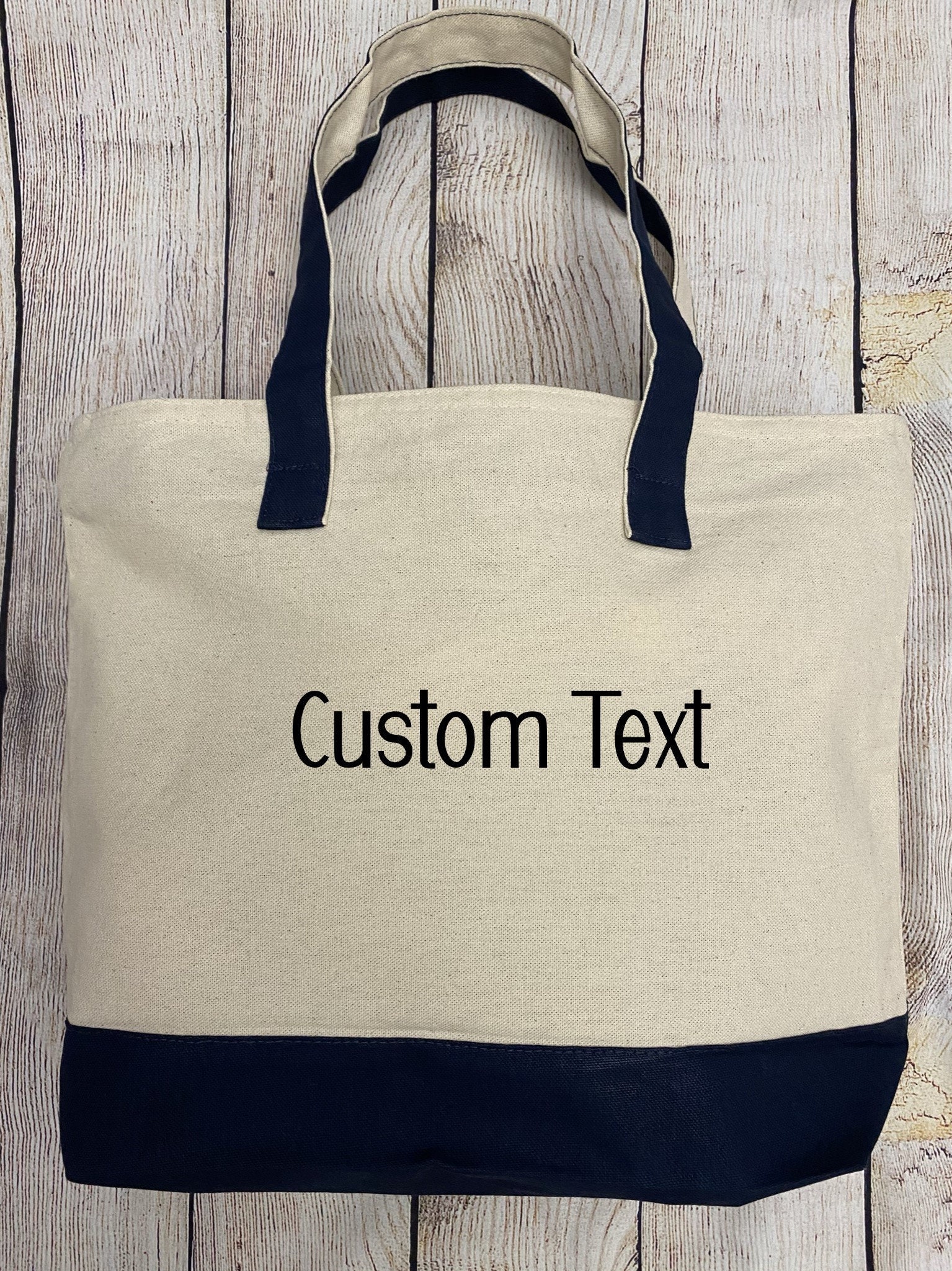 Personalized Tote Bag Custom Text Tote Personalized Zippered Etsy