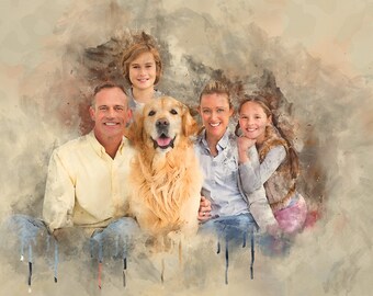 Custom Digital Watercolor Portrait from Photo, Personalized Portrait, Family Portrait, Personalized Painting, Custom Watercolor, Gift Ideas