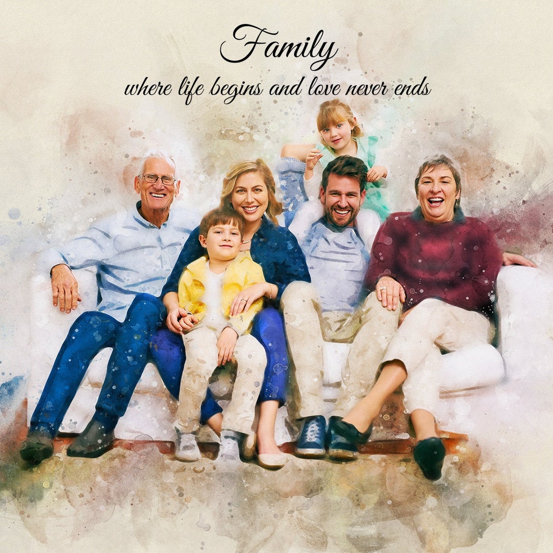 Custom Watercolor Portrait From Photo Personalized Portrait Family ...