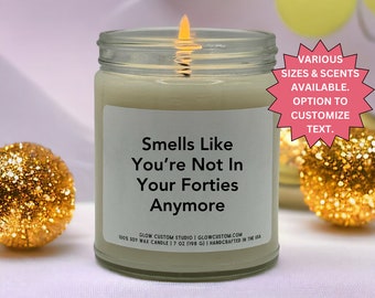 50th Birthday Candle Fiftieth Custom Birthday Funny Candle 50th Birthday Gift for Her / Him Smells Like You’re Not In Your Forties Anymore