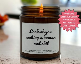 Pregnancy Gifts Look at you Making a Human Funny Candle Gift for Her Expecting Mom Gift Personalized Baby Shower Candle Pregnancy Announce