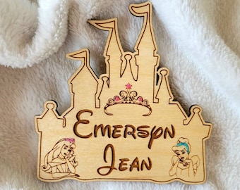 Personalized Castle-Shaped, Princess Themed Wooden Milestone Cards