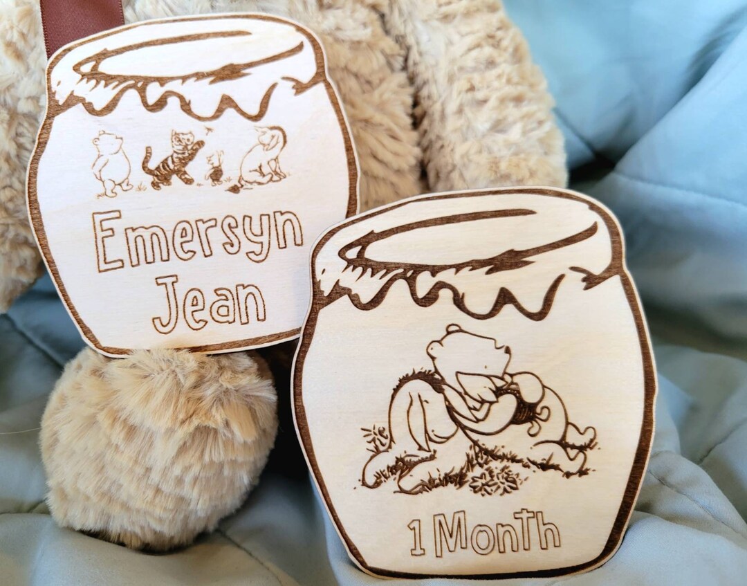 Personalized Classic Winnie the Pooh Wooden Baby Milestone Cards - Etsy