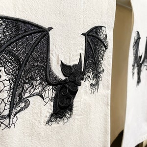 Two Lacy Bat Embroidered Tea Towels image 2