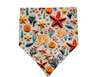 Reversible Snap on Pet Bandanas - Crab Fest