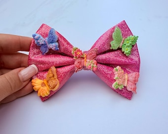 Butterfly Dog Bow Tie | Sparkly Pet Bow | Handmade Dog Accessory | Fantasy Pet Fashion | Cat Bow Tie