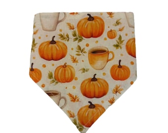 Pumpkin Spice latte  Cats Dog Bandana | Handmade Pet Bandana | Fall Dog Scarf | Autumn Pet Accessories | Dog & Cat Bandana | EllyGang