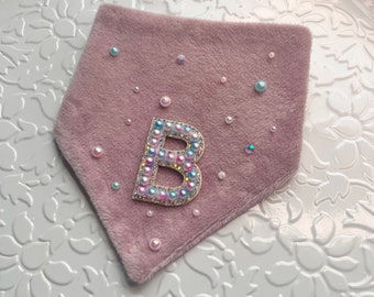 NEW Snap on Pet Bandana - Soft Purple - Bandana with initials - Bandana with name - Bandana with tulle - Luxury bandana - Cat bandana - Dog