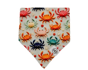 Reversible Snap on Pet Bandanas - Crab Fest