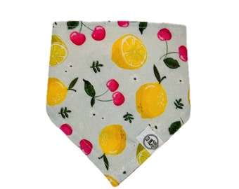 Reversible Snap on Pet Bandanas - Lemon and cherry