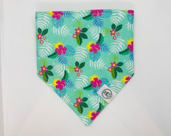 Reversible Snap on Pet Bandanas - Exotic flowers