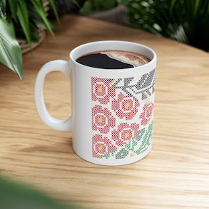 Palestine map embroidered - Ceramic Mug
