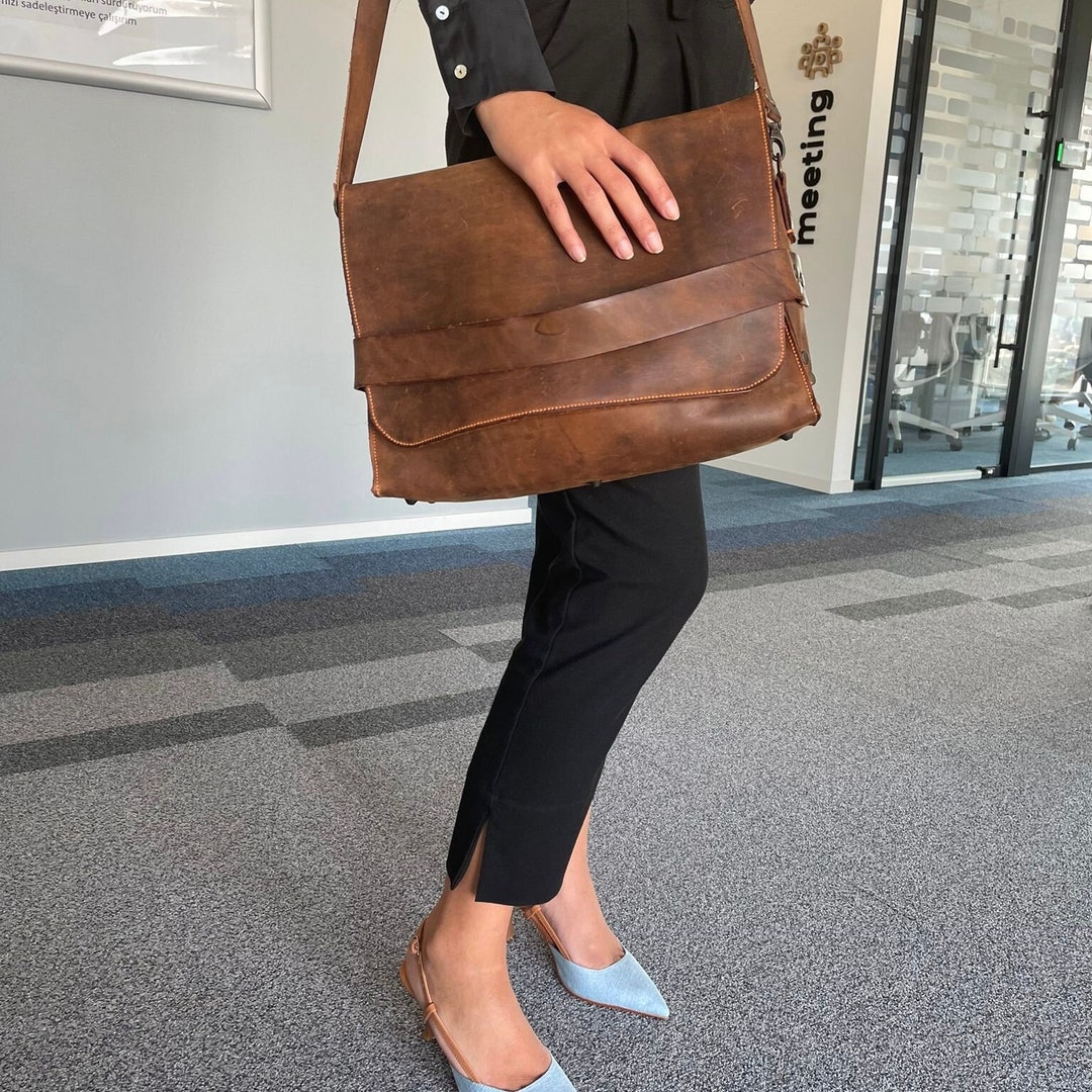 Handmade Leather Messenger Bag for Men Women, Leather Crossbody Bag