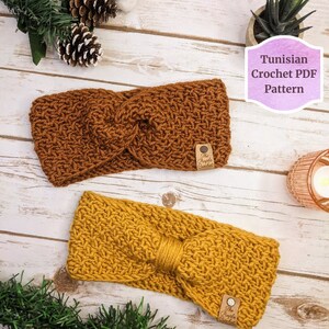 The Bethel Earwarmer Tunisian Crochet Pattern Beginner Friendly 2-styles; Twisted Earwarmer, Knotted Earwarmer  6 sizes: Baby-Adult(L)