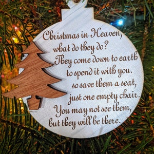 Christmas In Heaven Ornament, Christmas Ornaments, Christmas tree decor, Laser Engraved