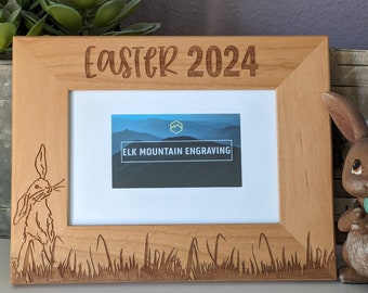 Easter Frame 2024, Happy Easter, 5x7 alder wood, 4x6, Laser Engraved