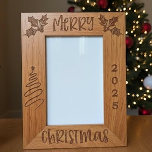 Merry Christmas 2025 Picture Frame, Christmas Frame, Christmas, 4x6, 5x7 Laser Engraved