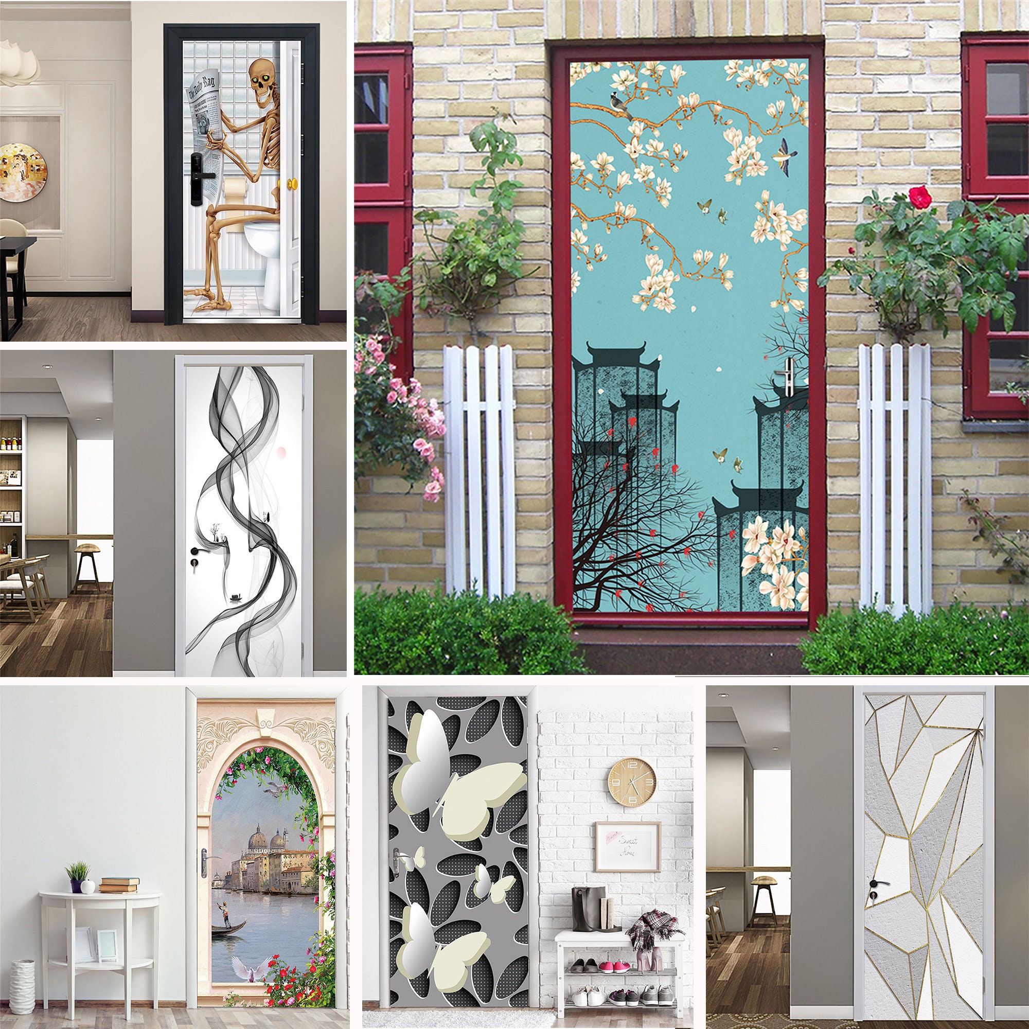 Wholesale commodity 3D SelfAdhesive Door Mural Removable Wall Sticker