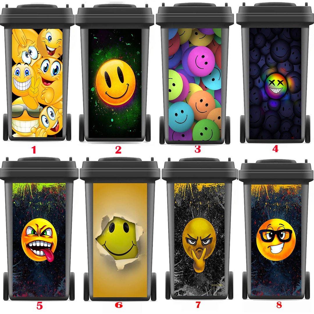 Self Adhesive Rubbish Bin Sticker Emoji Trash Can Cover Etsy
