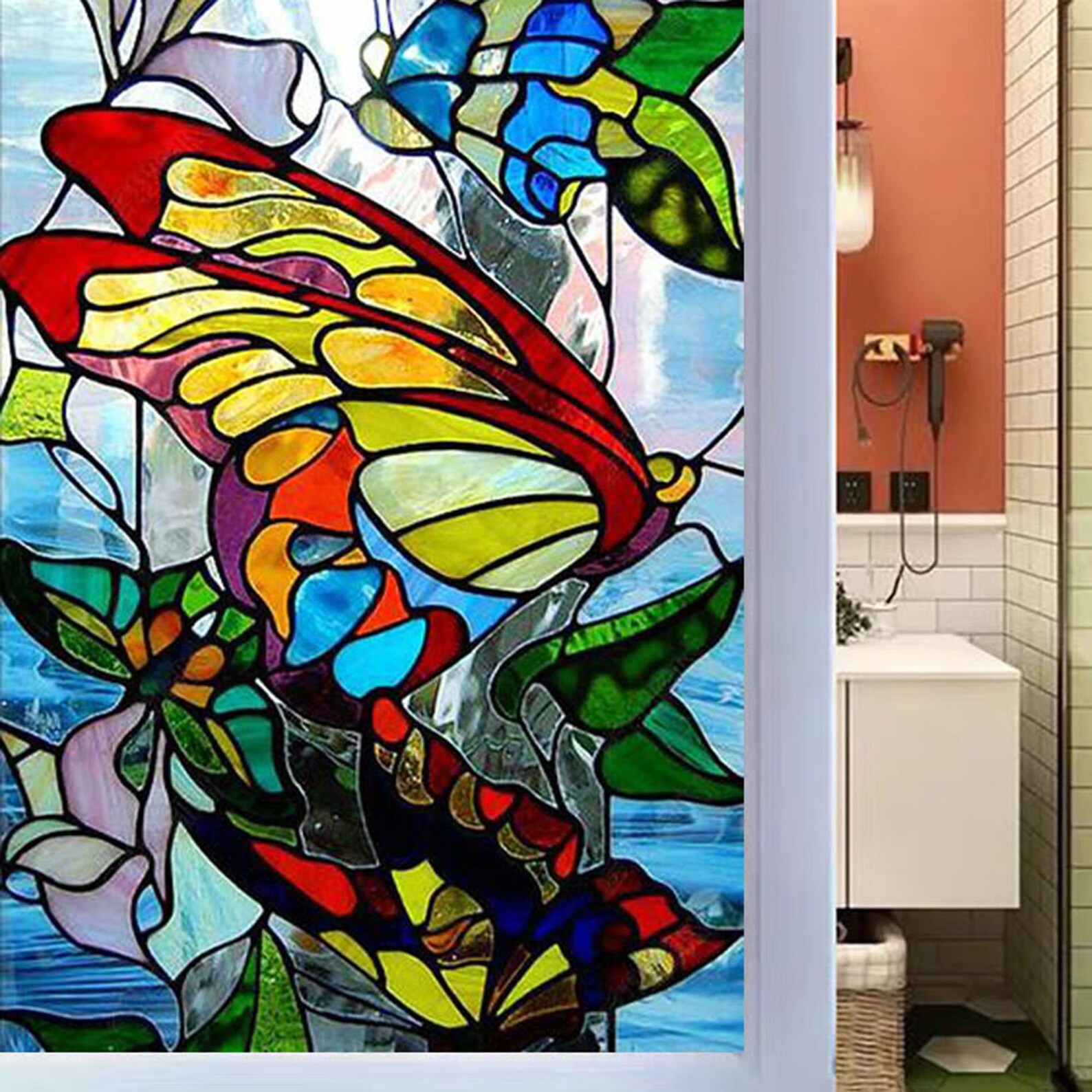 3D Butterfly Window Film Custom Stained Glass Sticker Self Etsy