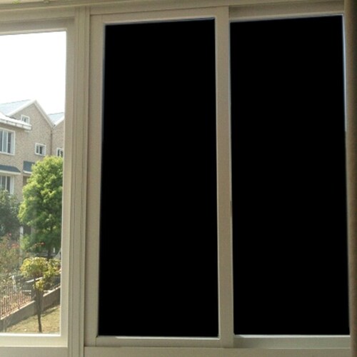Blackout Window Film Static Cling Curtain Shade for Bedroom Removable Top Design 