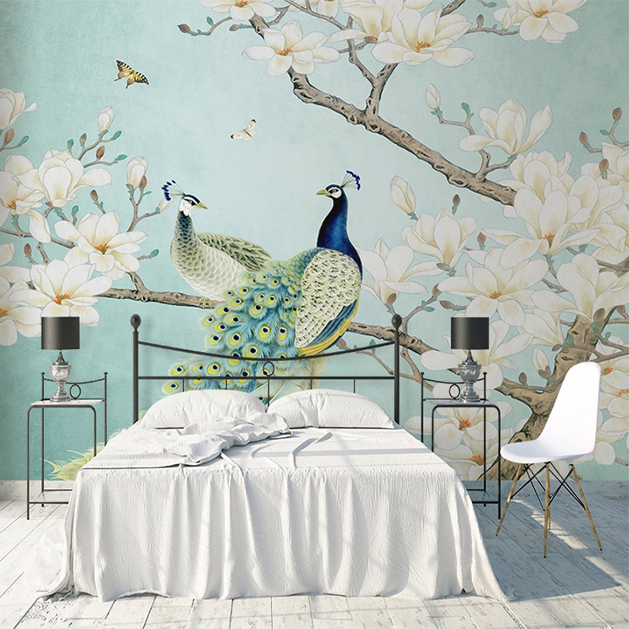 3D Eye-catching Peacock ZZ784 Self-adhesive Wallpaper Mural Peel and Stick Wallpaper Removable Wall Prints Stickers Feature Wall Wallpaper