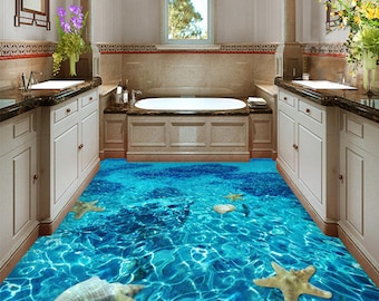 3D Cold Waterfall JJ4686FF Floor Wallpaper Murals Self-Adhesive Removable Bath Floor Waterproof floor Rug Mat Print Epoxy Kitchen