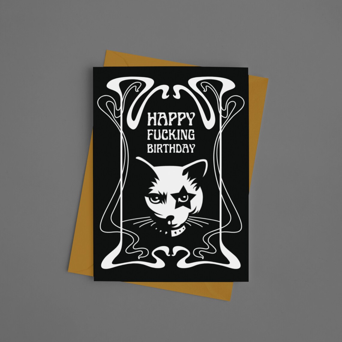 Alternative Retro Rock Cat Birthday Card for Men Women / Happy Etsy