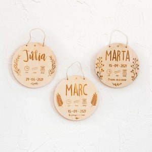 Natalicio de madera. Cartel de anuncio de nacimiento del bebé. Regalo recién nacido, regalo bebé, placa personalizada datos de nacimiento