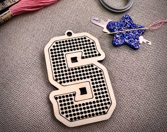 Cross Stitch Initial Project Bag Tag for Embroidery, Sewing, Stitching, and Needlework | DIY Keychain Charm | Stitching Blank Zipper Pull