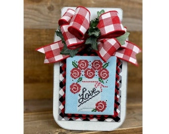 Mason Jar Board for Cross Stitch and Punch Needle - French Country Series (Original Wood Finishing Piece by Scarlet Sky Designs)