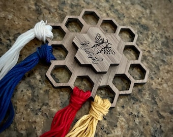 Honeycomb Floss Keeper and Bee Needle Minder Collection for Cross Stitch, Embroidery, and Needlework | Thread Organizer | Thread Keep
