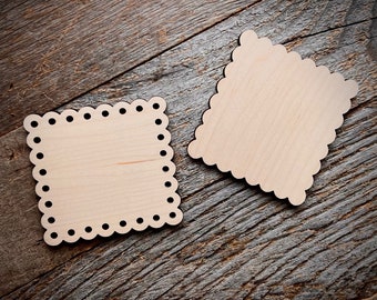 Scalloped Edge Blank Square Backer Boards for Cross Stitch, Embroidery, and Needlework Finishes